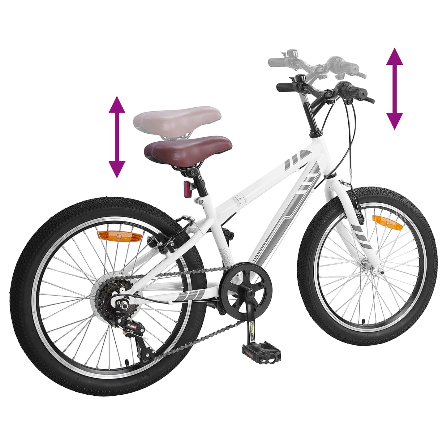 Terrengsykkel 20 Tommer 6-Speed for 5-8 år gamle Hvit