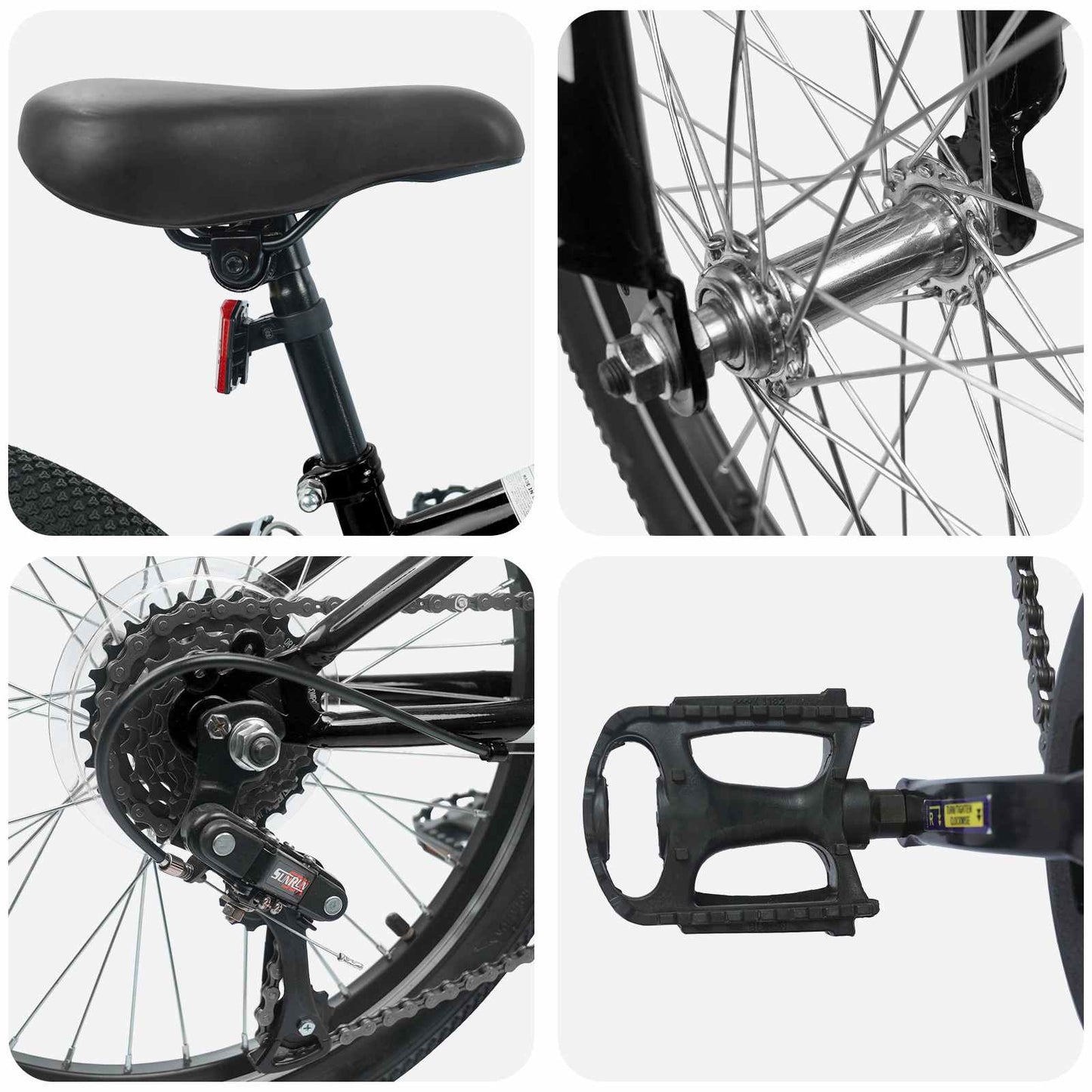 Terrengsykkel 20 Tommer 6-Speed for 5-8 år gamle Svart