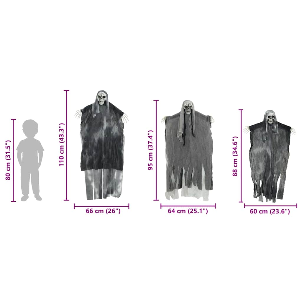 Halloween Hengegeist 3 pcs Svart 66 x 110 cm Polyester