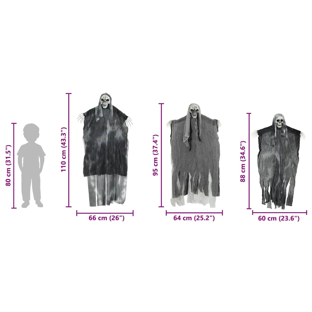 Halloween Hengegeist 3 pcs Svart 66 x 110 cm Polyester