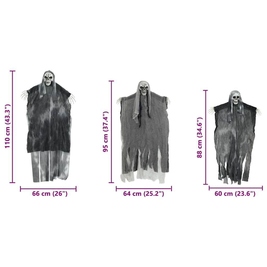 Halloween Hengegeist 3 pcs Svart 66 x 110 cm Polyester