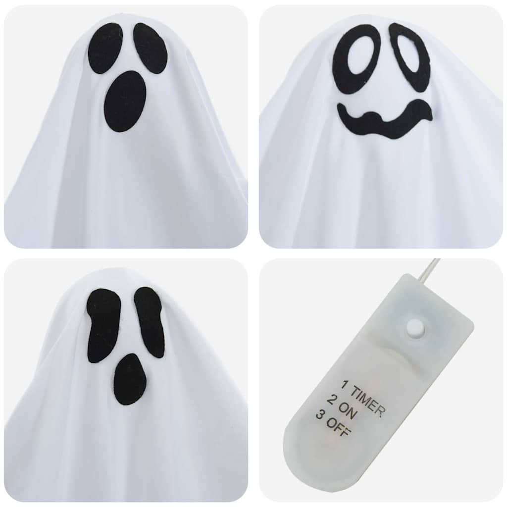 Halloween Hengegeist med 3 LED 3 pcs Hvit 52 x 62 cm