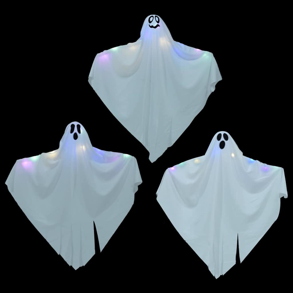 Halloween Hengegeist med 3 LED 3 pcs Hvit 52 x 62 cm Polyester