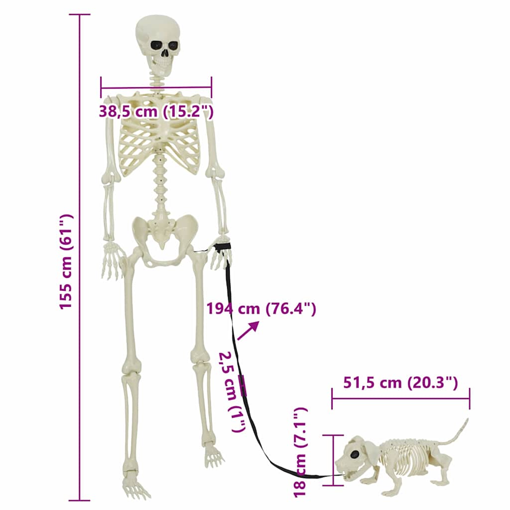 Halloween Dekorasjon Skjelett 2 pcs Hvit Polypropen