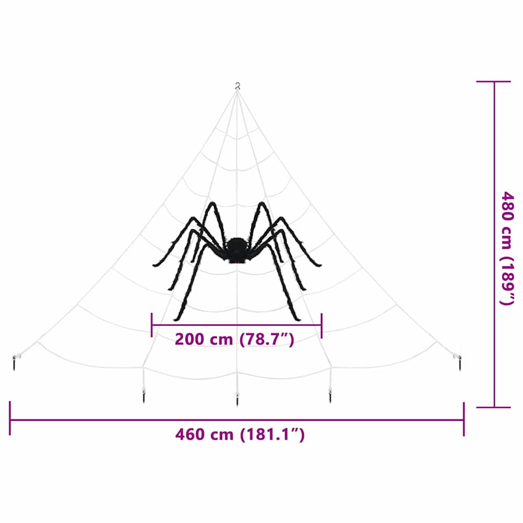 Halloween edderkoppdekorasjon med nett 2 pcs Svart og hvit