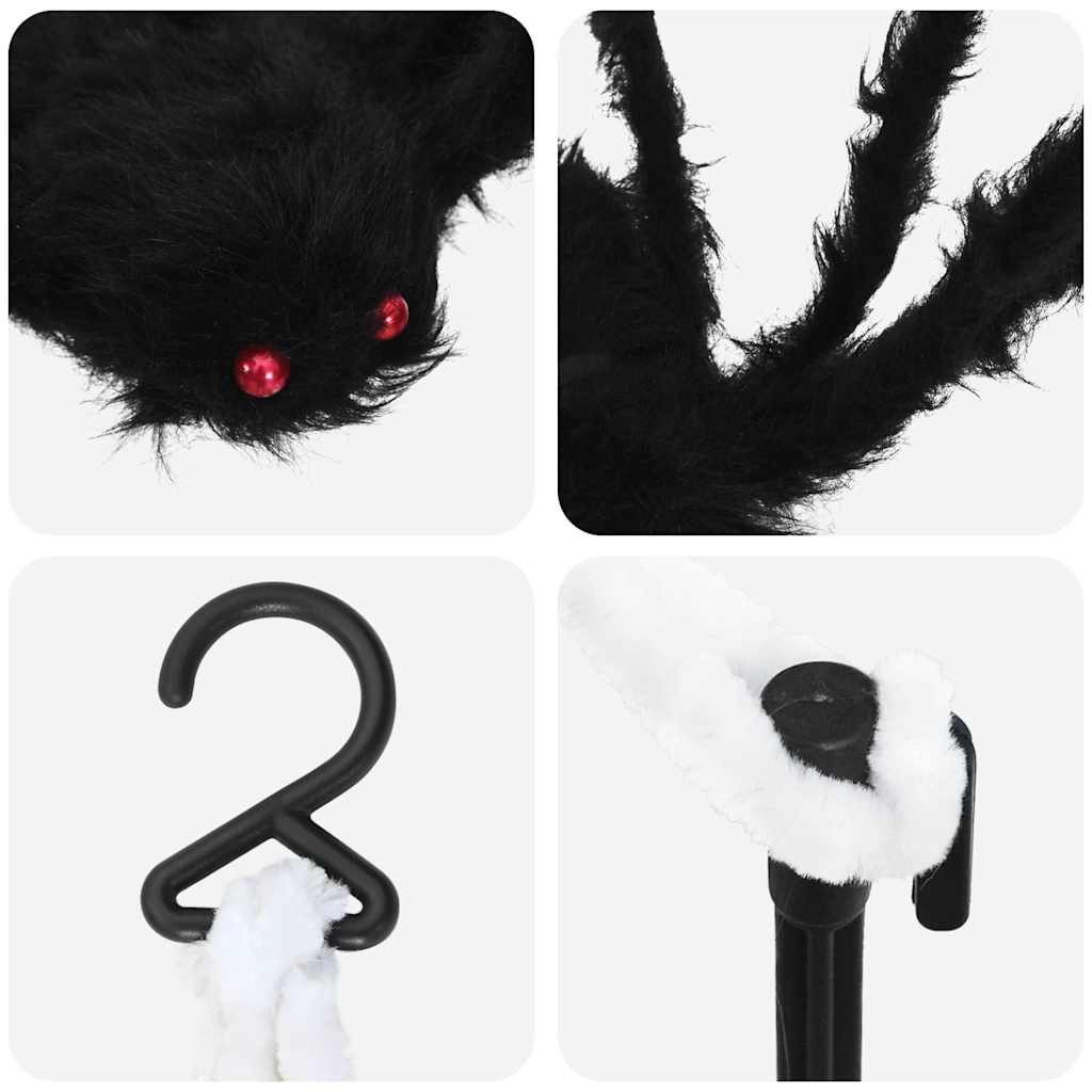 Halloween edderkoppdekorasjon med nett 4 pcs Svart og hvit