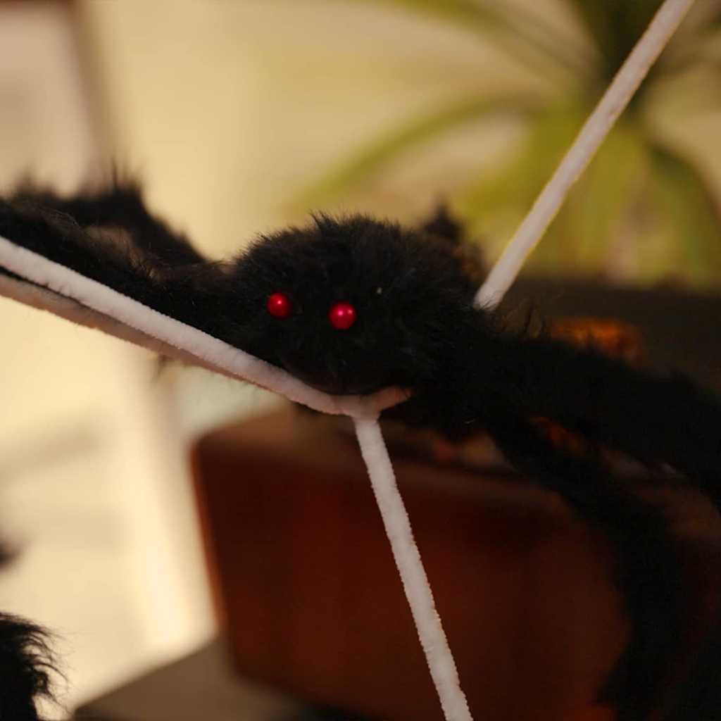Halloween edderkoppdekorasjon med nett 4 pcs Svart og hvit