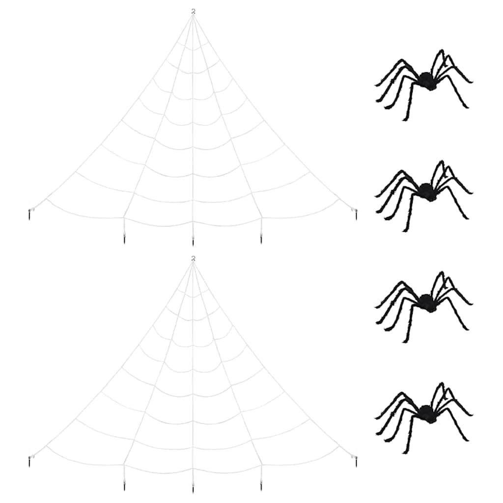 Halloween edderkoppdekorasjon med nett 4 pcs Svart og hvit