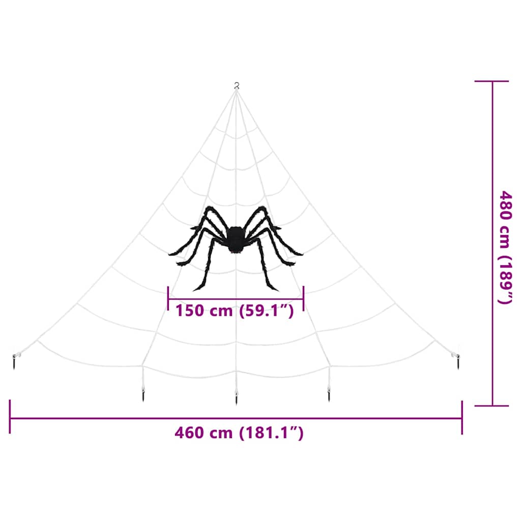 Halloween edderkoppdekorasjon med nett 4 pcs Svart og hvit