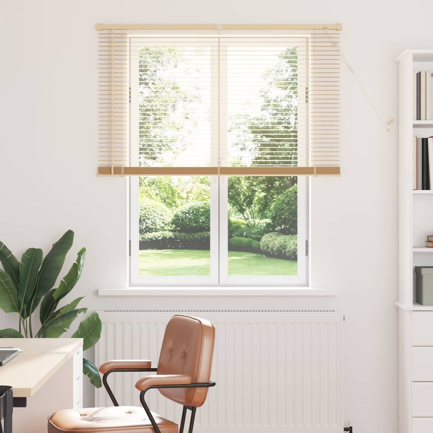 Venetiansk persienne Lys Brun med Mønster 150 x 120 cm 25 mm