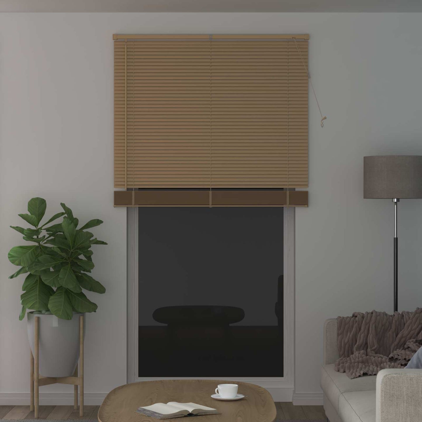 Venetiansk persienne Lys Brun med Mønster 213 x 120 cm 25 mm