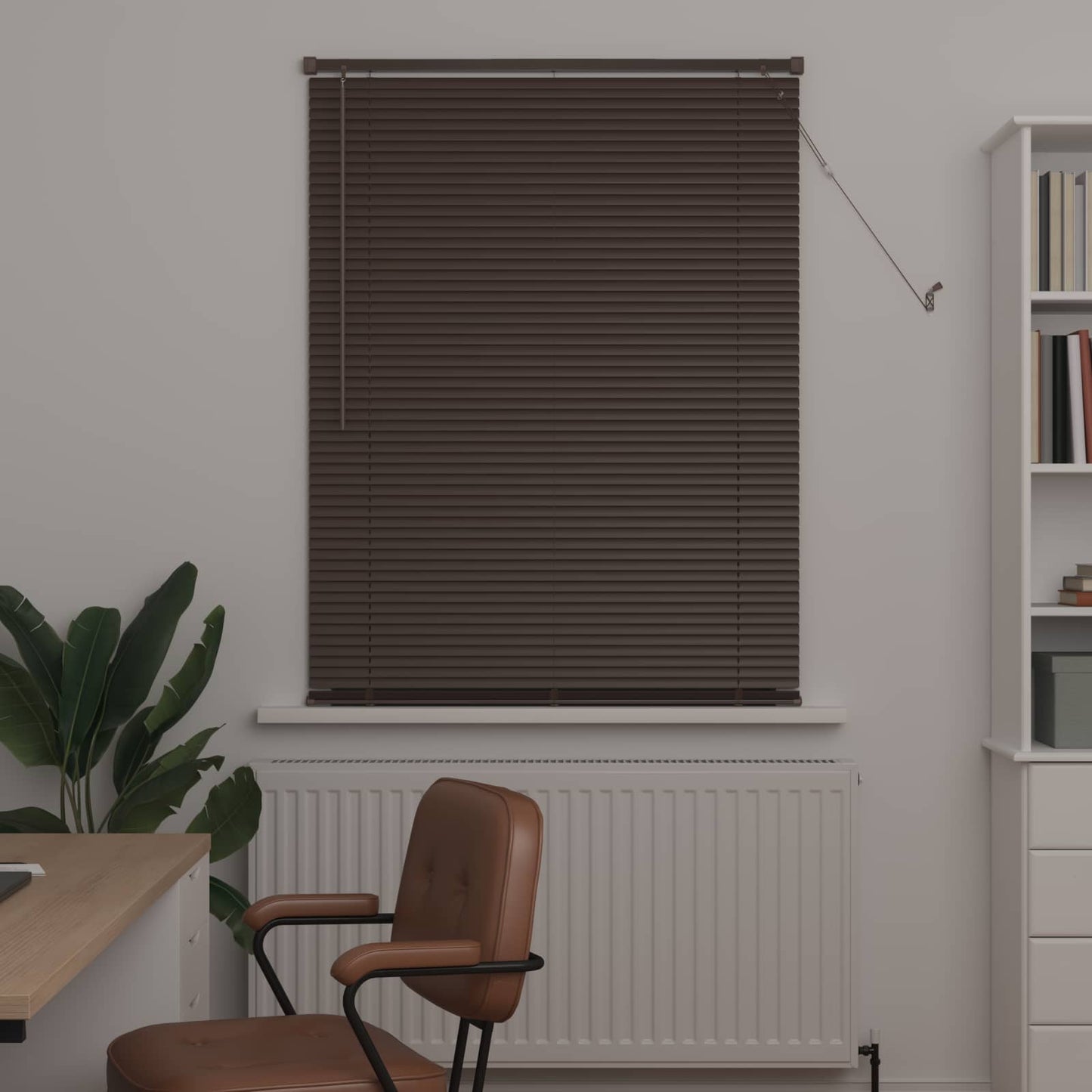 Venetiansk persienne Mørk Brun med Mønster 150 x 90 cm 25 mm