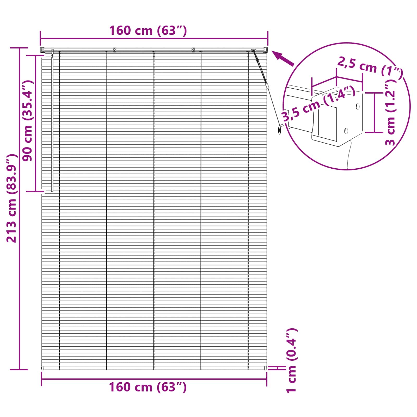 Venetiansk persienne Mørk Brun med Mønster 213 x 160 cm PVC vidaXL