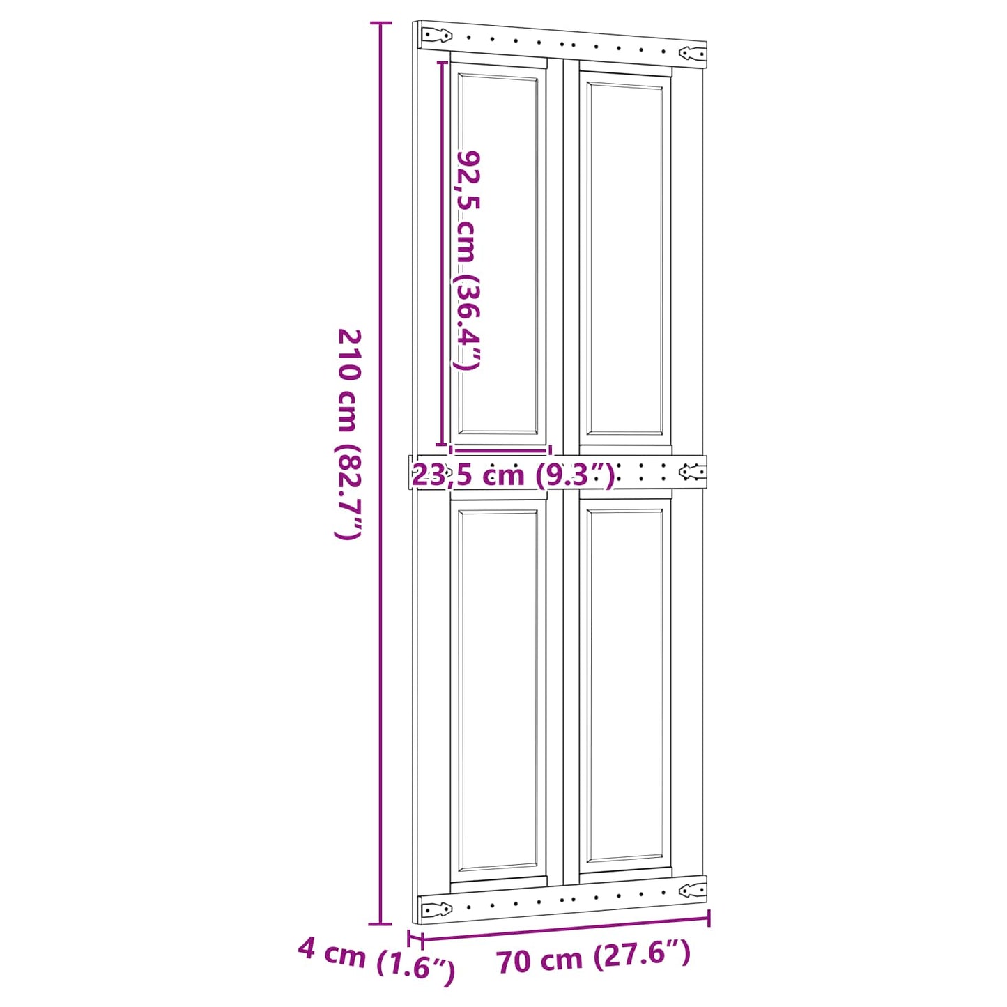 Låvedør Corona HonningBrun 70 x 210 cm Heltre furu