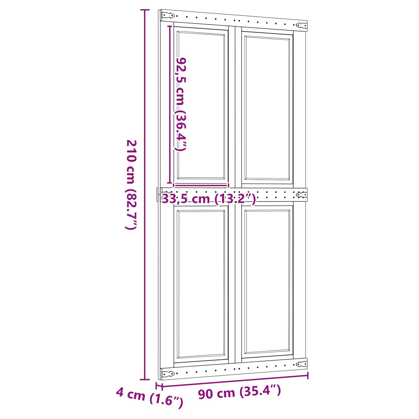 Låvedør Corona HonningBrun 90 x 210 cm Heltre furu