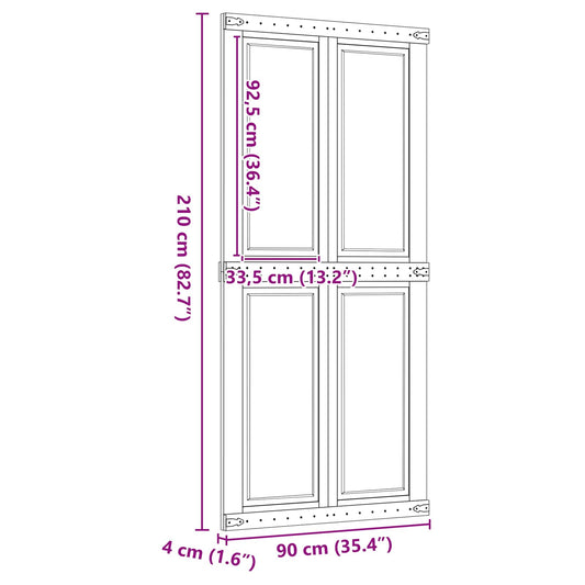 Låvedør Corona HonningBrun 90 x 210 cm Heltre furu