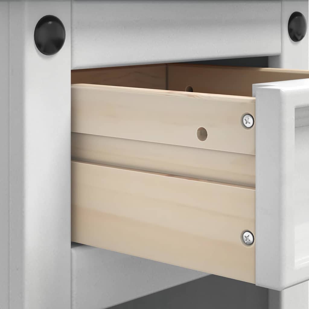 Nattbord med skuff Corona Hvit 35 x 32,5 x 58 cm Massiv furu