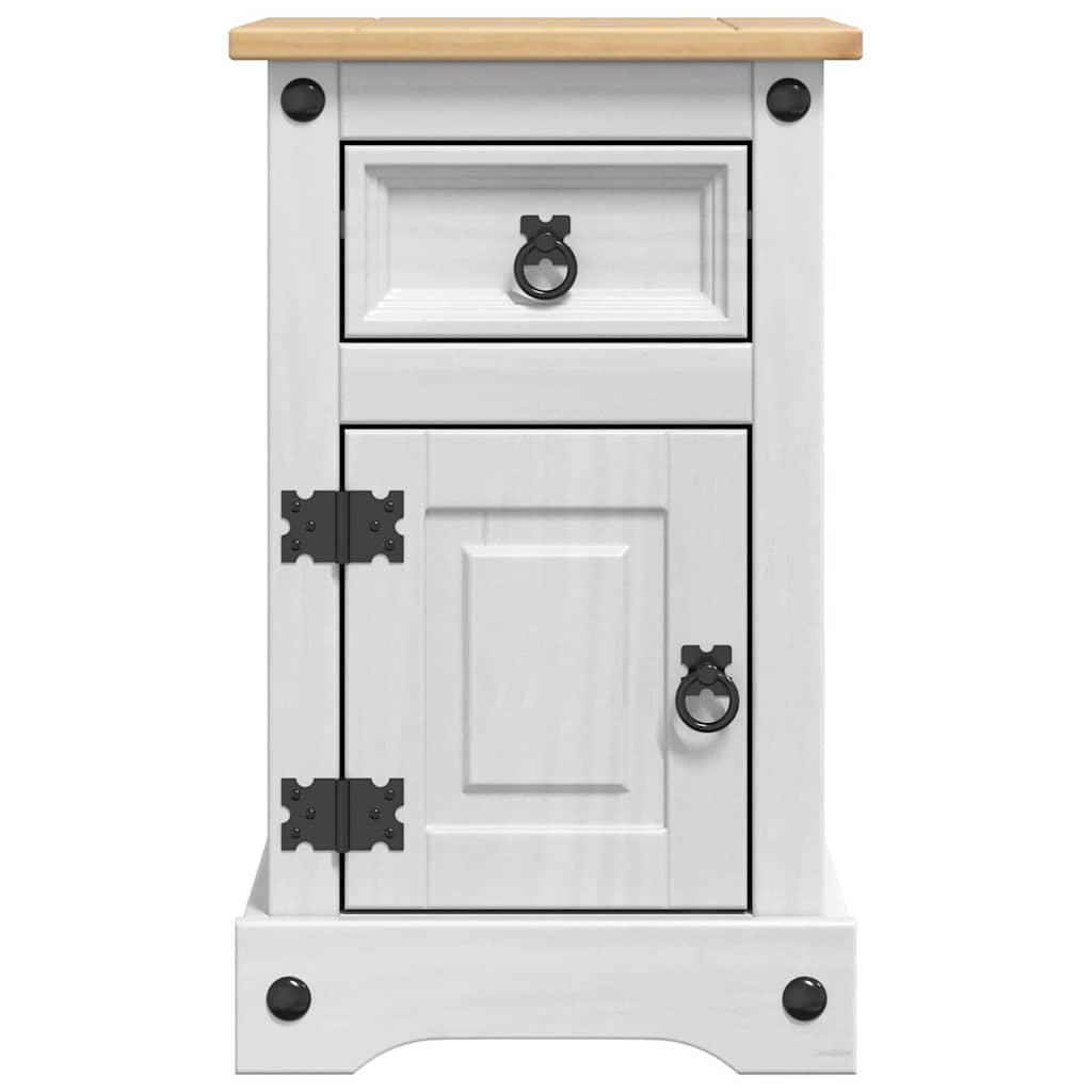 Nattbord med skuff Corona Hvit 35 x 32,5 x 58 cm Massiv furu