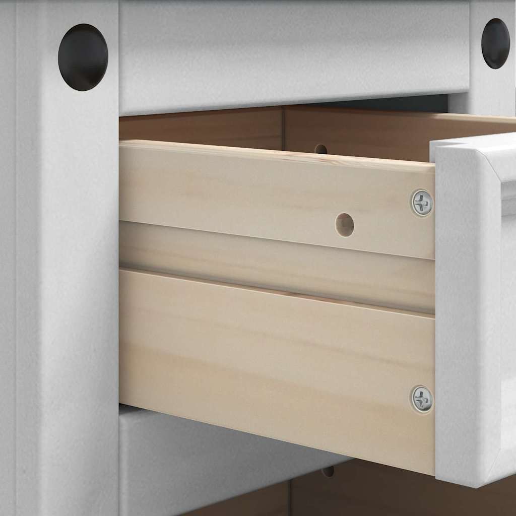 Nattbord med skuff Corona Hvit 35 x 32,5 x 58 cm Massiv furu