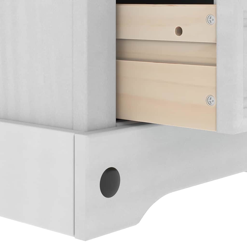 Nattbord med skuff Corona Hvit 35 x 32,5 x 58 cm Massiv furu