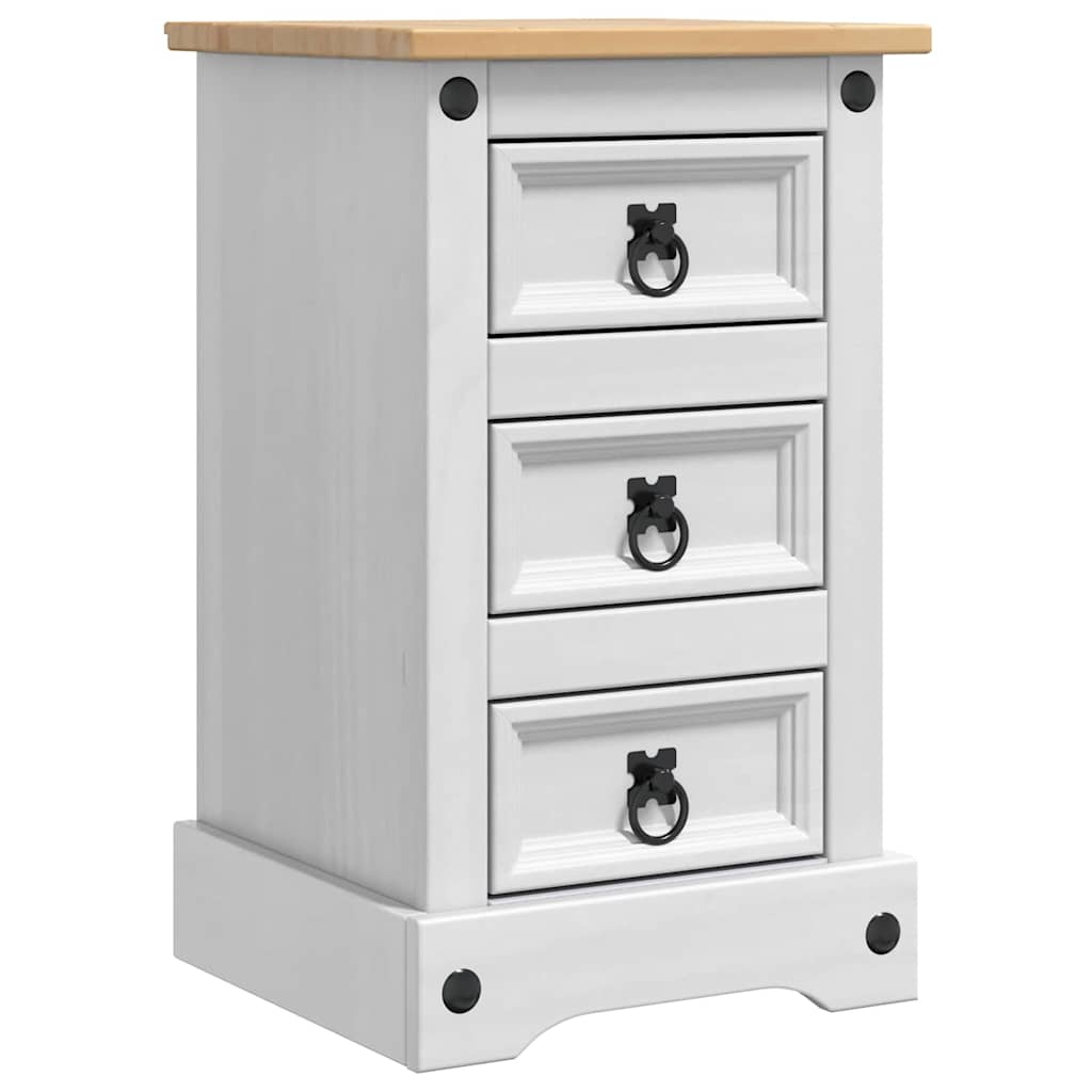 Nattbord med skuff Corona Hvit 35 x 32,5 x 58 cm Massiv furu