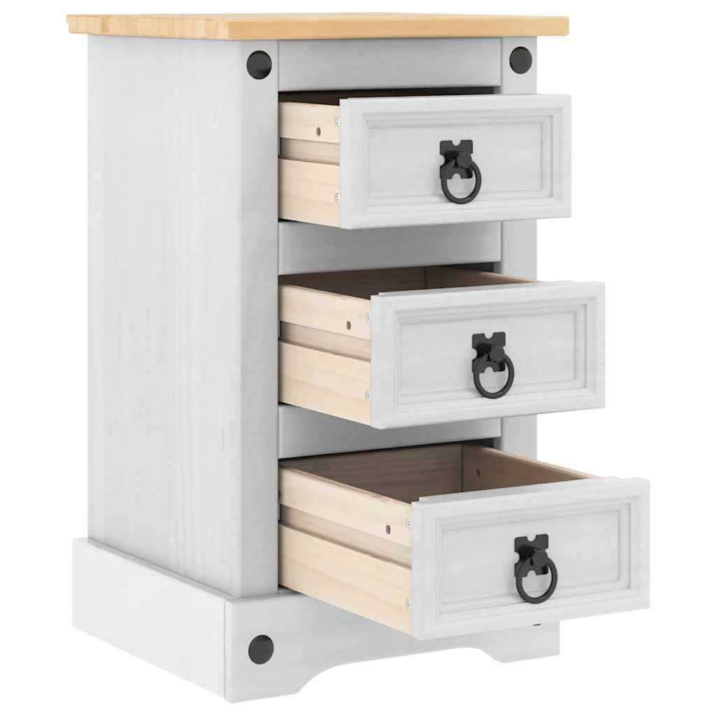 Nattbord med skuff Corona Hvit 35 x 32,5 x 58 cm Massiv furu