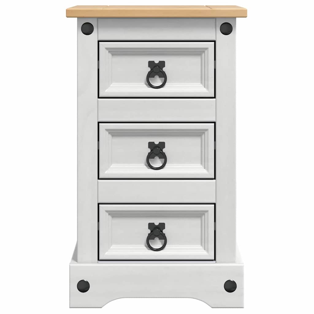 Nattbord med skuff Corona Hvit 35 x 32,5 x 58 cm Massiv furu