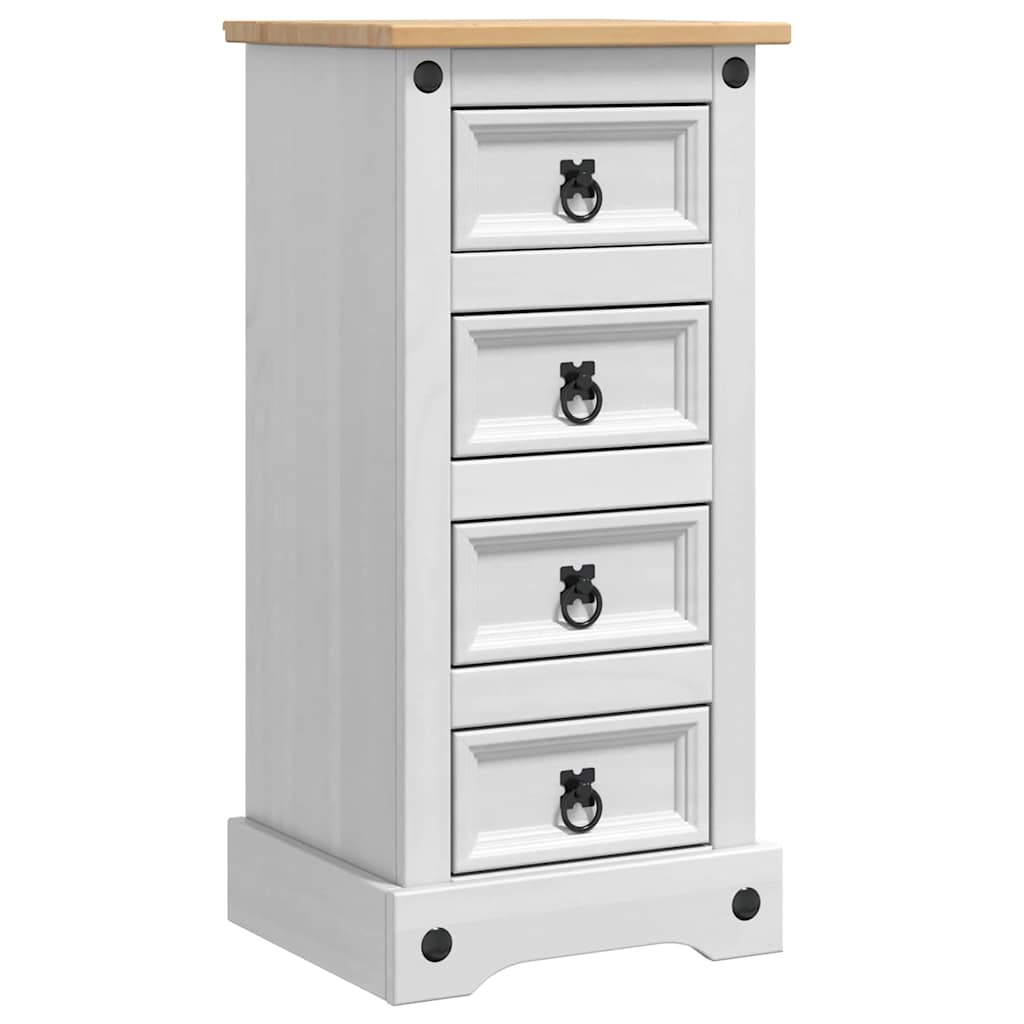 Nattbord med skuff Corona Hvit 35 x 32,5 x 74 cm Massiv furu