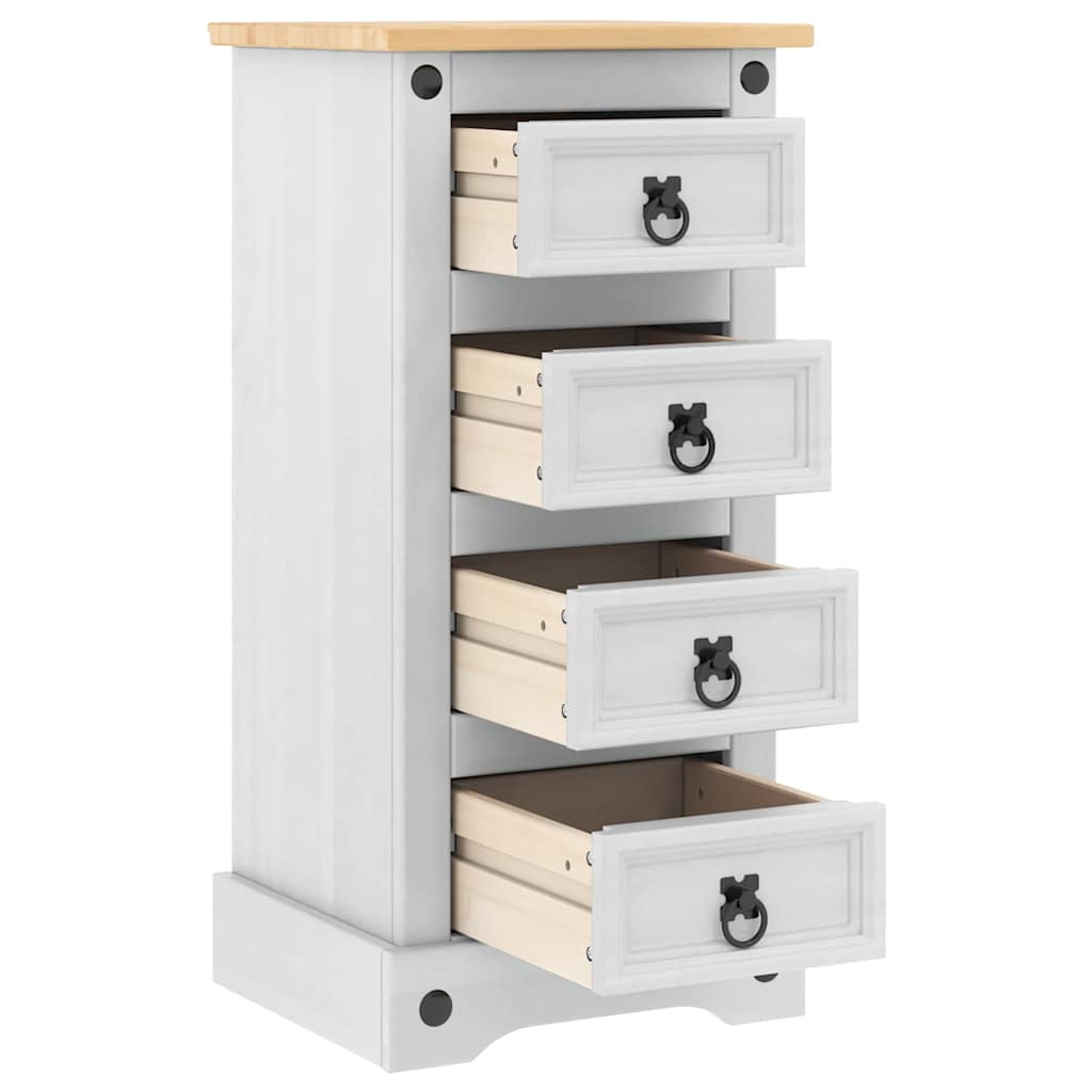 Nattbord med skuff Corona Hvit 35 x 32,5 x 74 cm Massiv furu