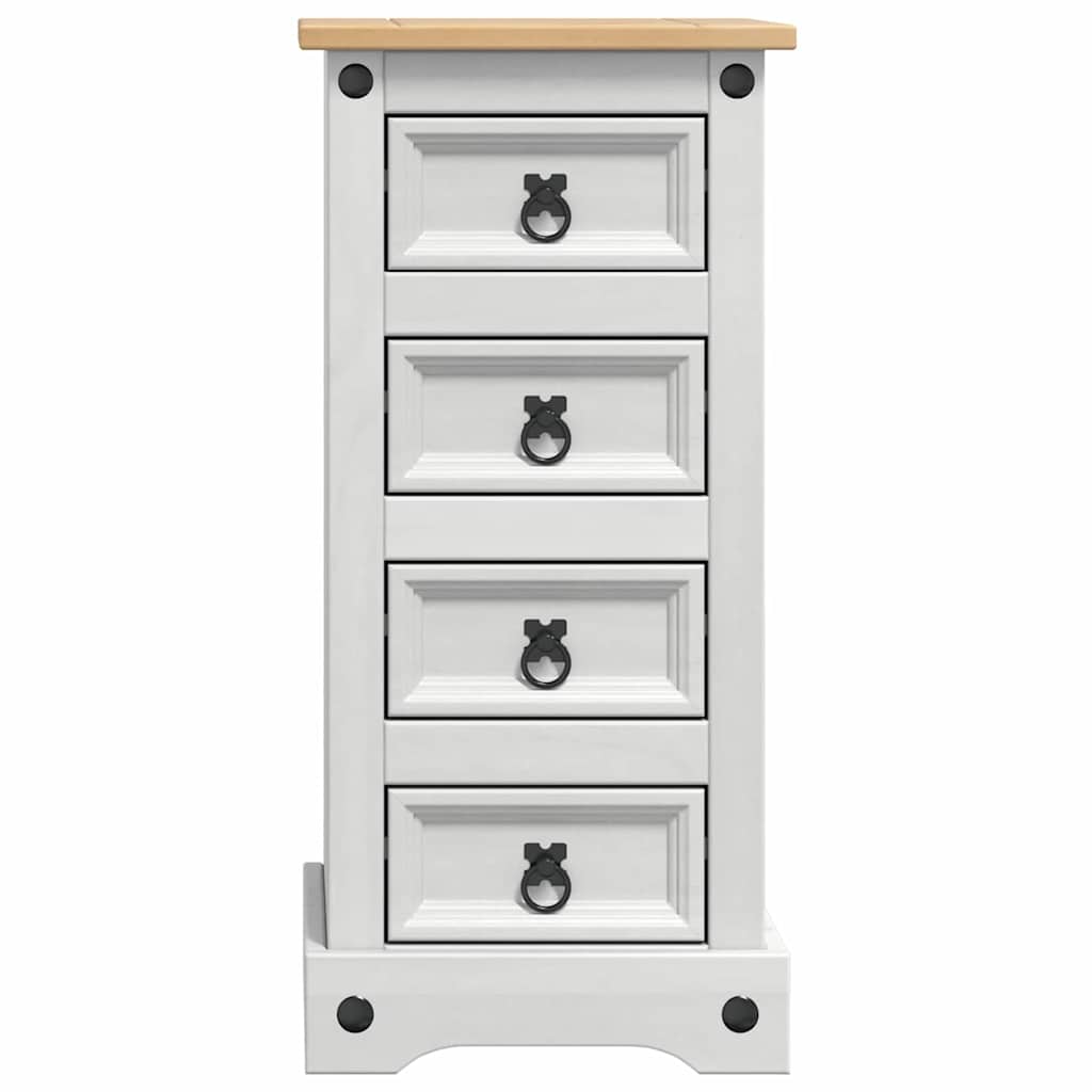 Nattbord med skuff Corona Hvit 35 x 32,5 x 74 cm Massiv furu