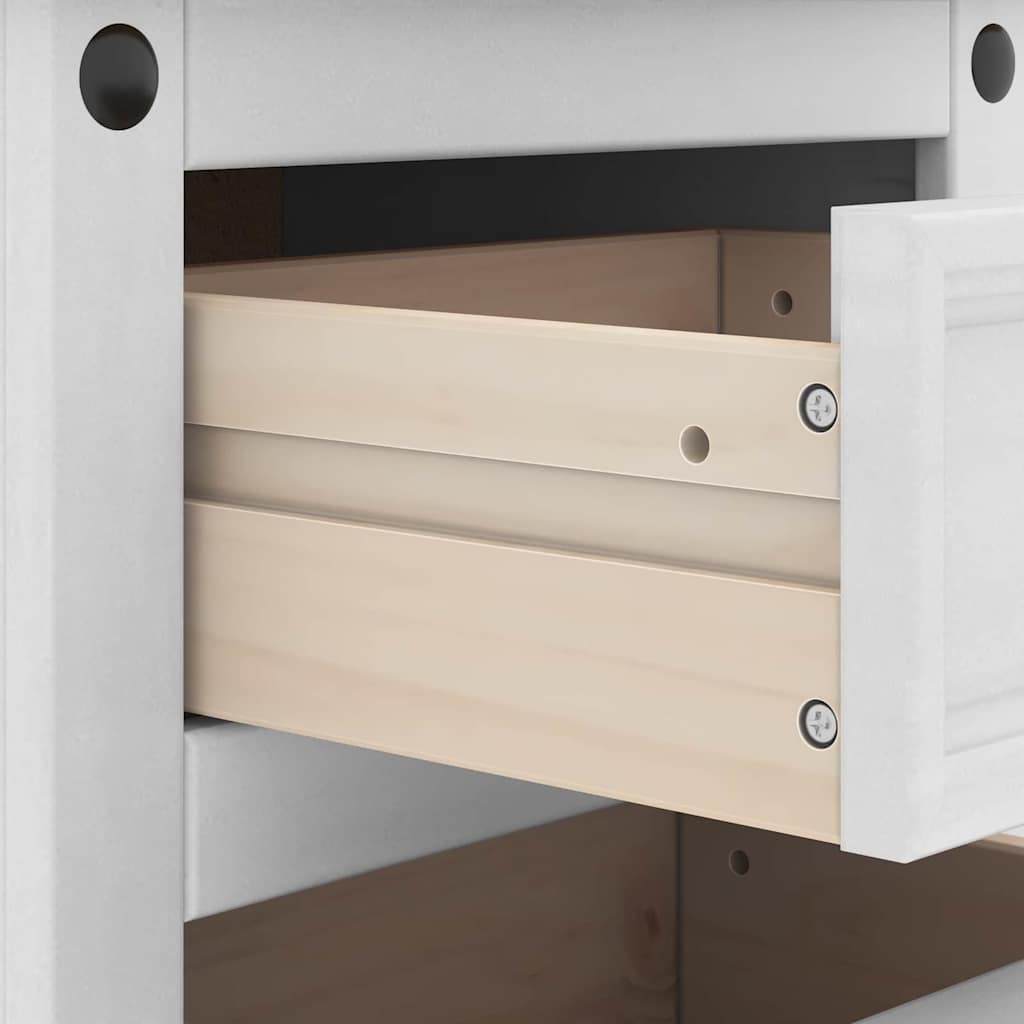Nattbord med skuff Corona Hvit 45 x 35 x 64 cm Massiv furu