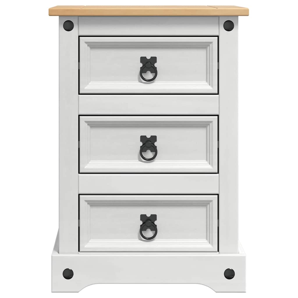 Nattbord med skuff Corona Hvit 45 x 35 x 64 cm Massiv furu