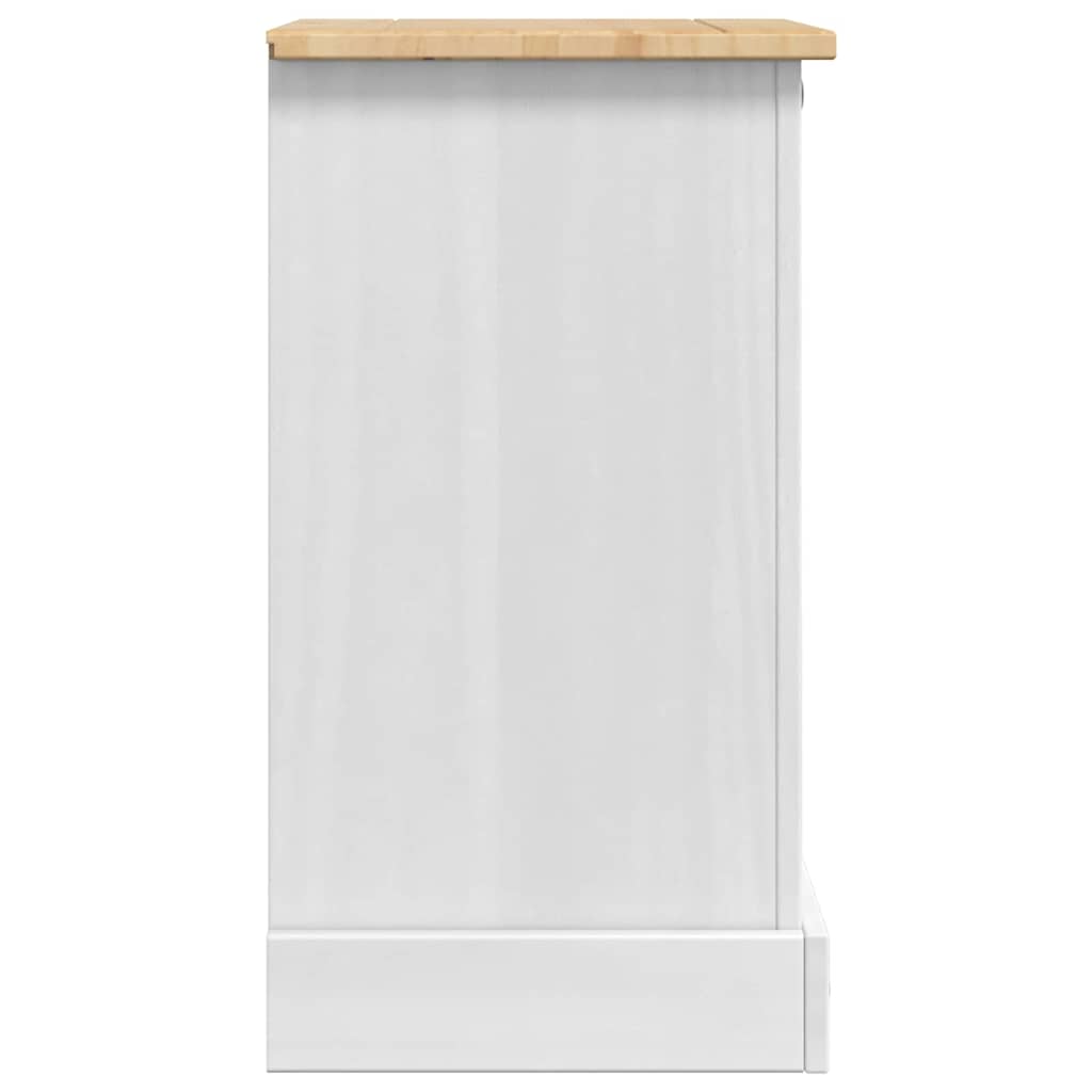 Nattbord med skuff Corona Hvit 45 x 35 x 64 cm Massiv furu