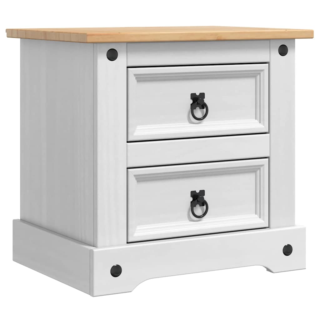 Nattbord med skuff Corona Hvit 53 x 39 x 47 cm Massiv furu