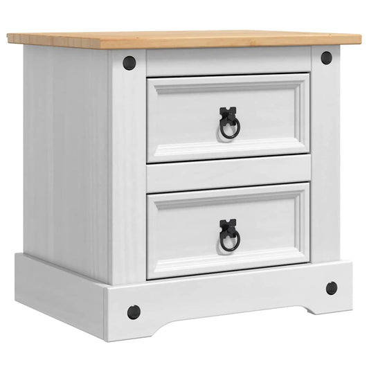 Nattbord med skuff Corona Hvit 53 x 39 x 47 cm Massiv furu