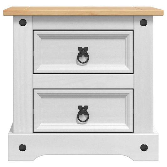 Nattbord med skuff Corona Hvit 53 x 39 x 47 cm Massiv furu