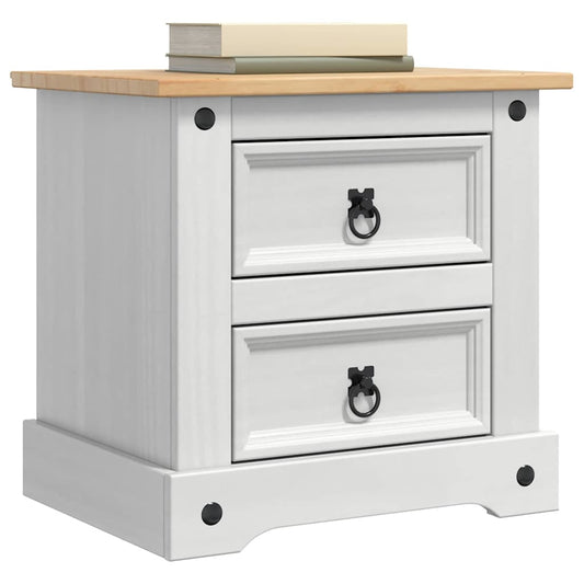 Nattbord med skuff Corona Hvit 53 x 39 x 47 cm Massiv furu