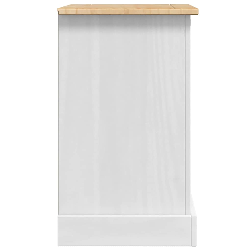 Nattbord med skuff Corona Hvit 53 x 39 x 66 cm Massiv furu