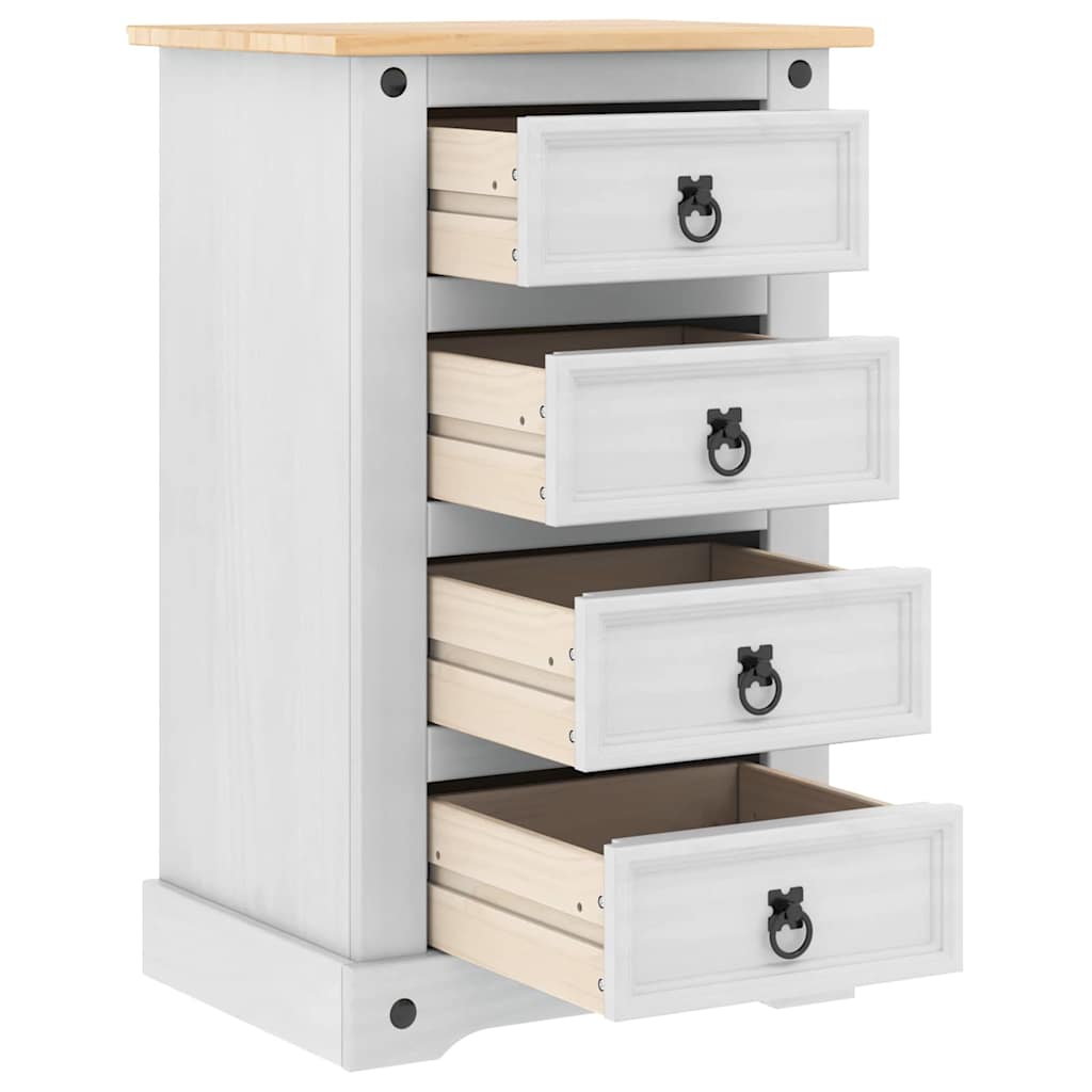 Nattbord med skuff Corona Hvit 53 x 39 x 84 cm Massiv furu