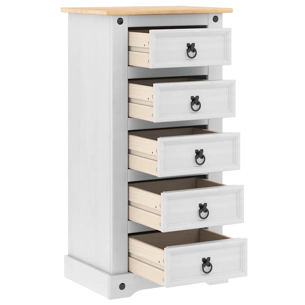 Nattbord med skuff Corona Hvit 53 x 39 x 103 cm Massiv furu