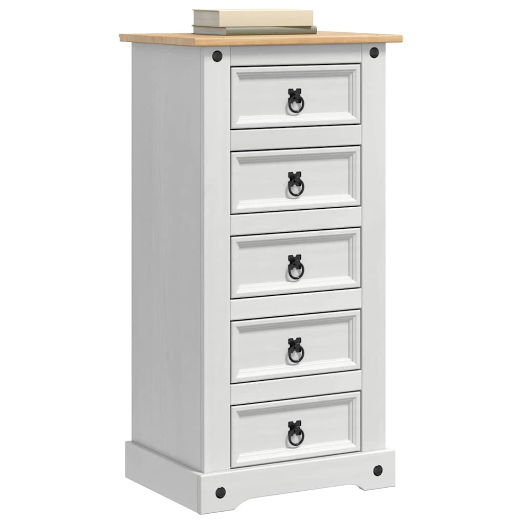 Nattbord med skuff Corona Hvit 53 x 39 x 103 cm Massiv furu