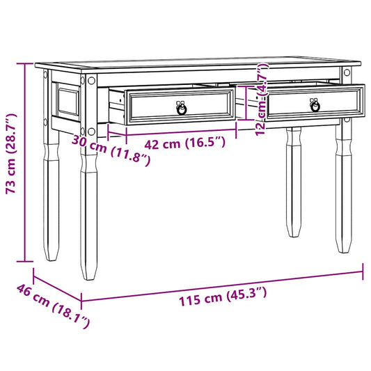 Avlastningsbord Corona Hvit 115 x 46 x 73 cm Massiv furu