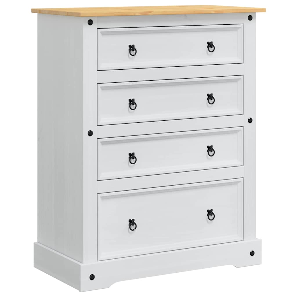 Oppbevaringskister med skuff Hvit 92 x 48 x 114 cm Massiv furu vidaXL