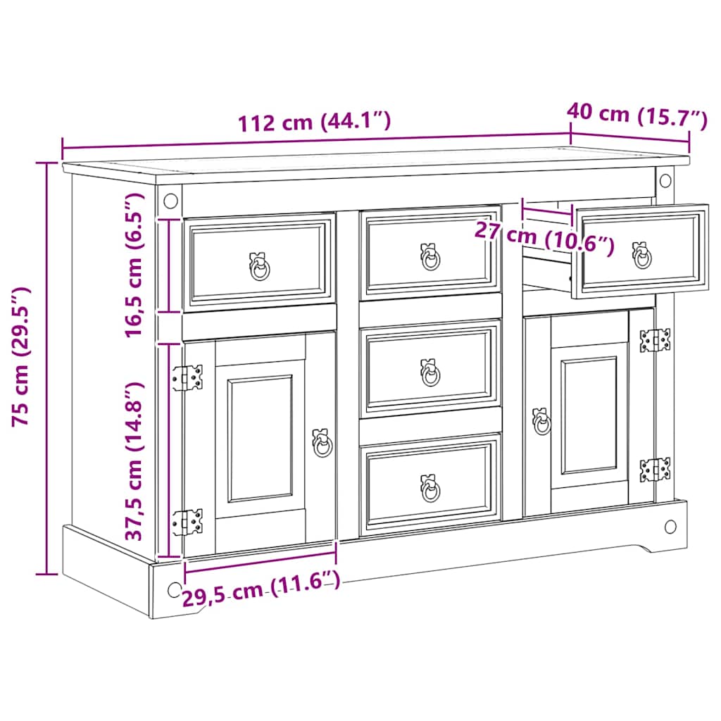 Oppbevaringskister Corona Hvit 112 x 40 x 75 cm Massiv furu
