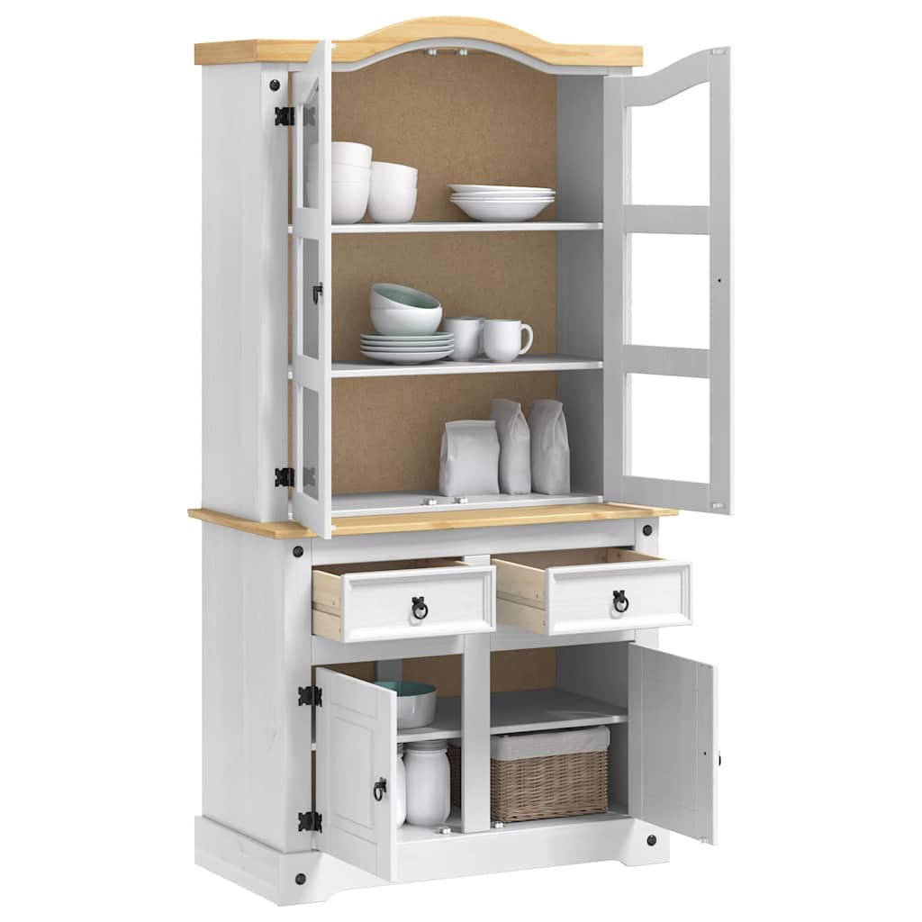 Serviesskap Corona Hvit 100 x 48,5 x 179 cm Massiv furu