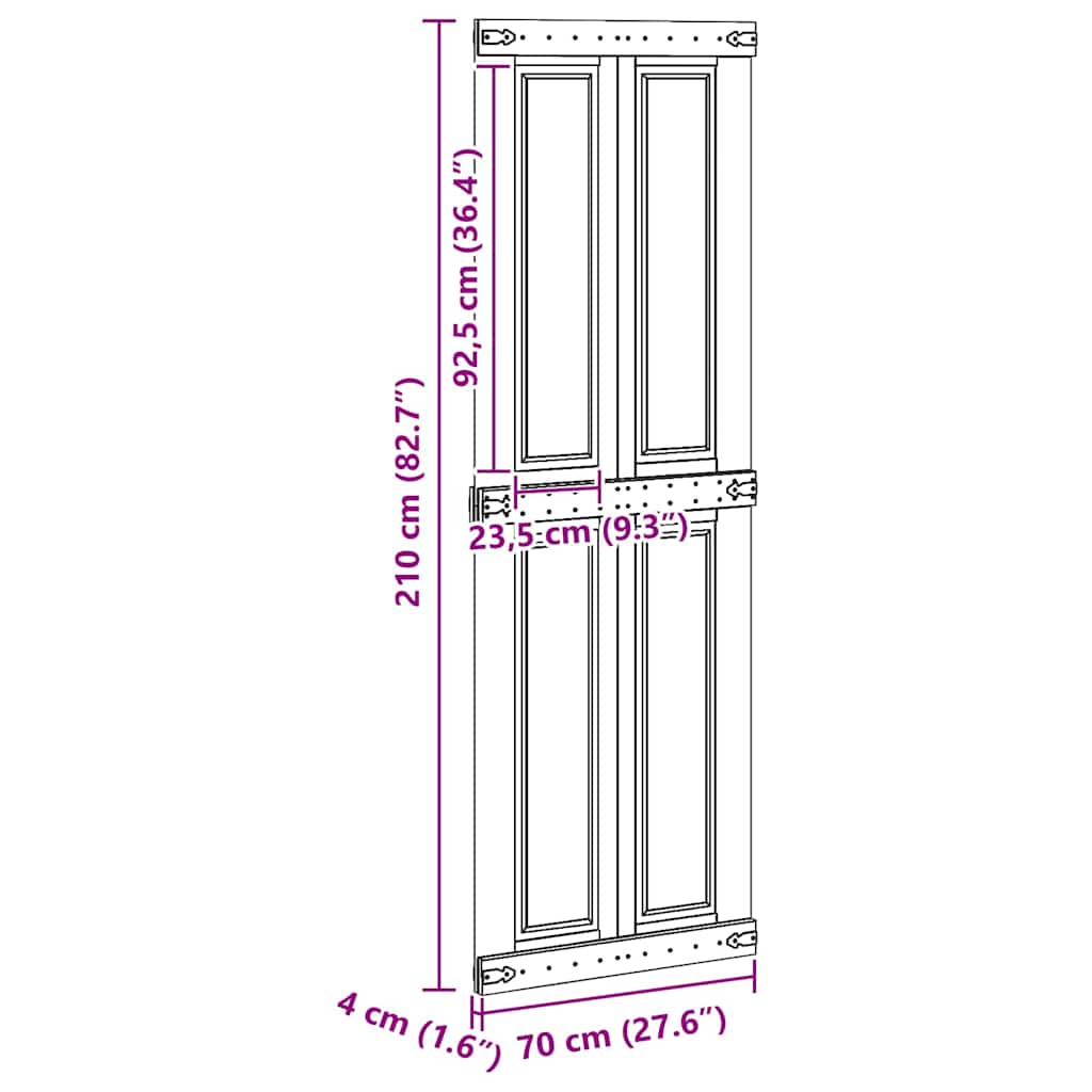 Låvedør Corona Hvit 70 x 210 cm Heltre furu