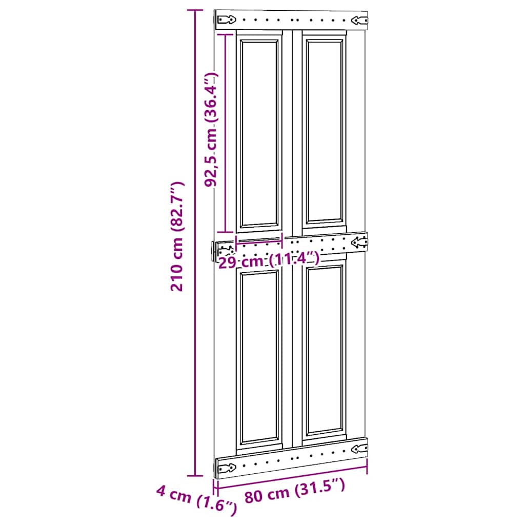 Låvedør Corona Hvit 80 x 210 cm Heltre furu