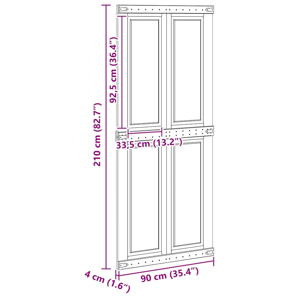 Låvedør Corona Hvit 90 x 210 cm Heltre furu