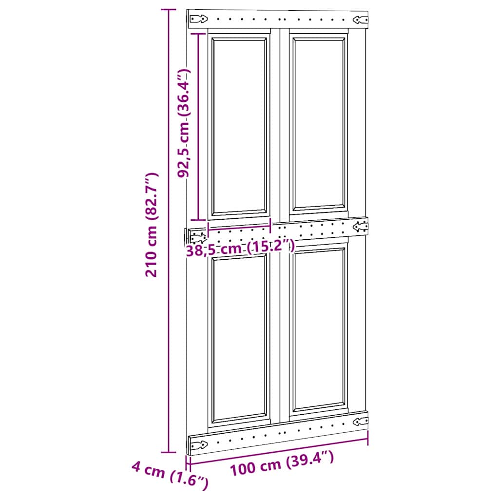Låvedør Corona Hvit 100 x 210 cm Heltre furu