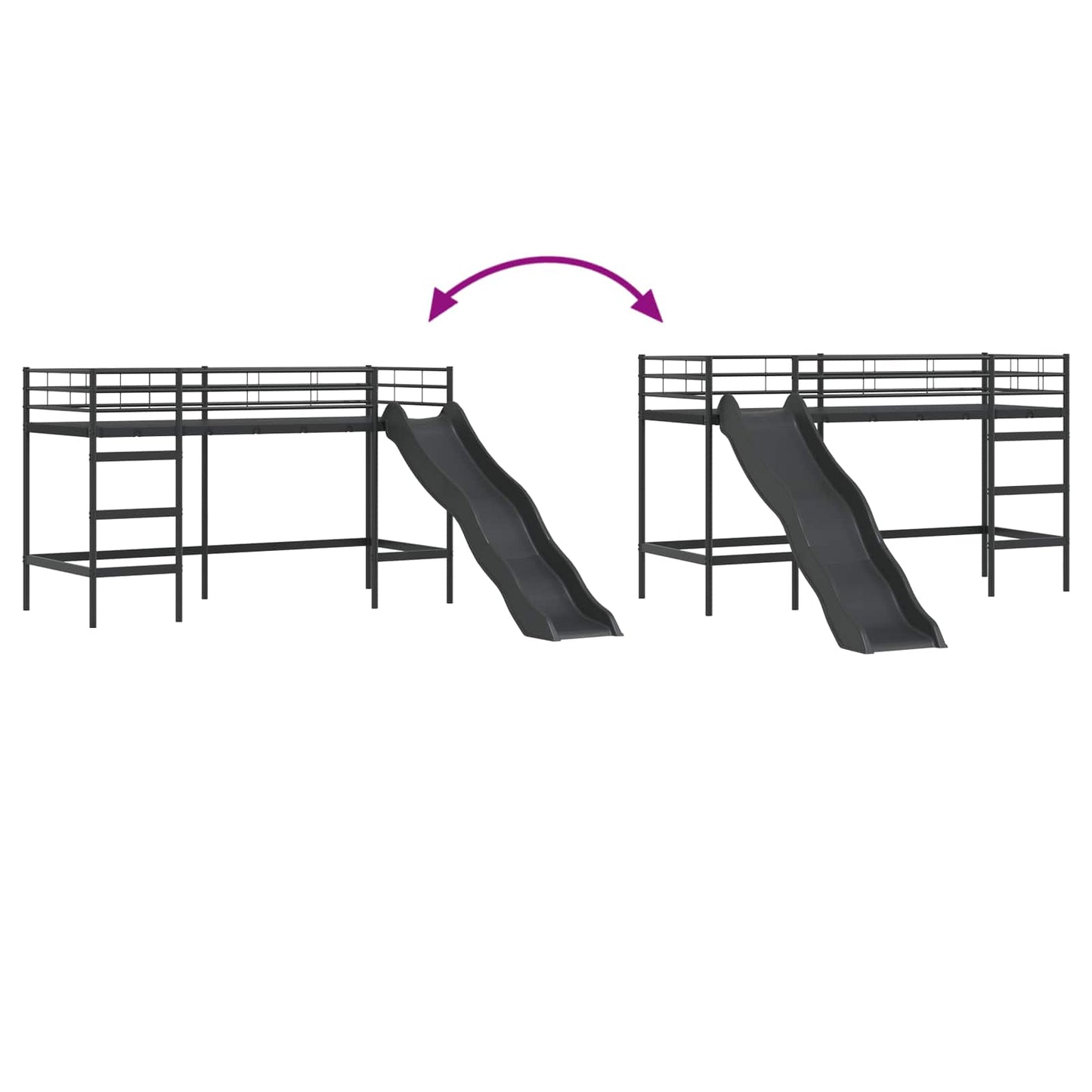Barneseng med sklie Svart og Anthracite 74,5 x 190 cm vidaXL